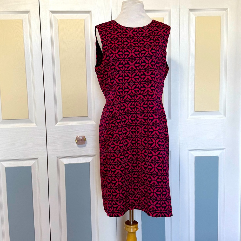 DVF Diane Von Furstenberg Pink and Navy Carpreena Mini‎ Sheath Dress Sz 10
